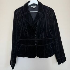 Vintage Ann Taylor Velvet Blazer Jacket Black Button Victorian Whimsigoth